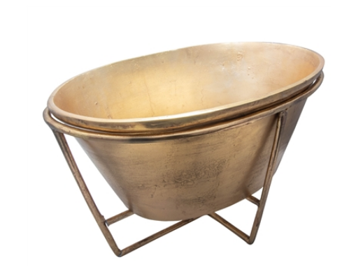 Large Antique Brass/Gold Cooler on Stand