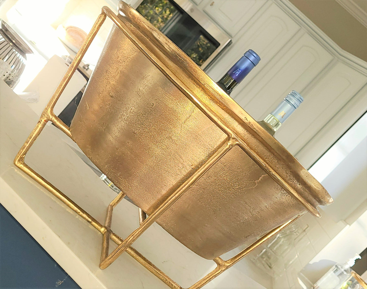 Large Antique Brass/Gold Cooler on Stand