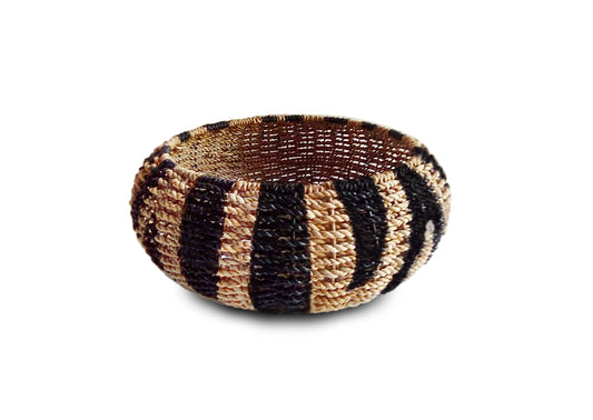 Zebra Striped Rattan Basket