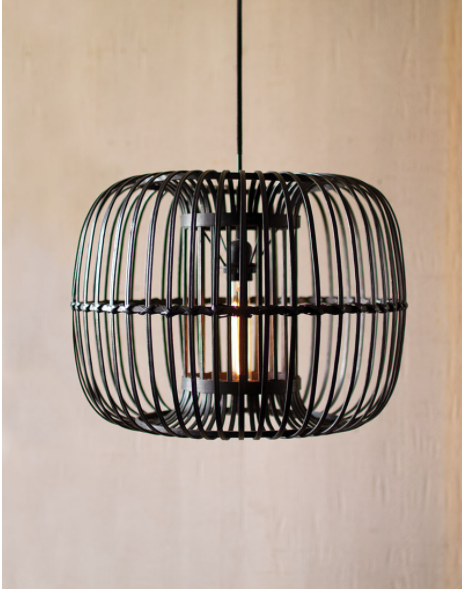 Round Black Bamboo Pendant Lamp