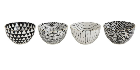 Hand Painted Stoneware Bowls (Set of 4)