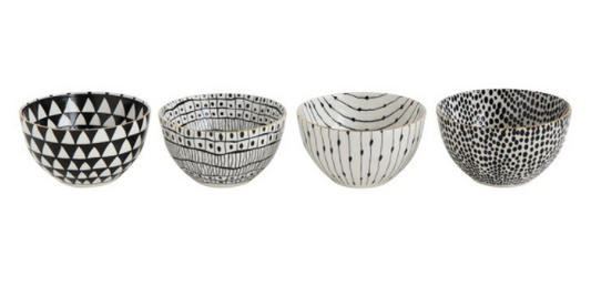 Hand Painted Stoneware Bowls (Set of 4)