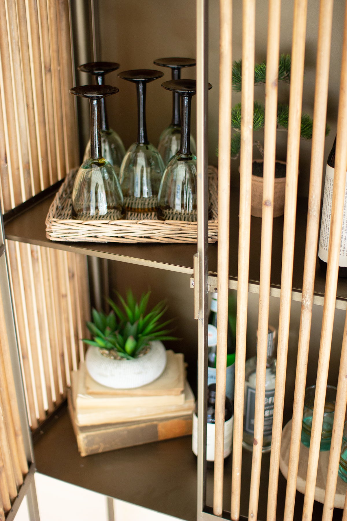Antique Brass & Wood Cabinet