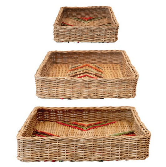 Hand Woven Rattan Trays - Decorative (Set of three (3)