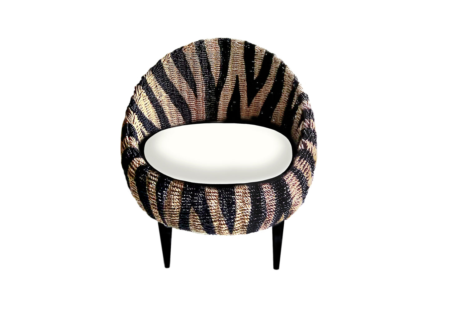 Zebra Striped Rattan Basket